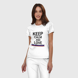 Пижама хлопковая женская Keep calm Murmansk Мурманск, цвет: белый — фото 2
