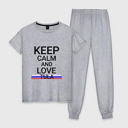 Пижама хлопковая женская Keep calm Tula Тула, цвет: меланж
