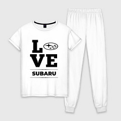 Пижама хлопковая женская Subaru Love Classic, цвет: белый