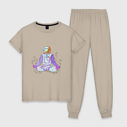 Пижама хлопковая женская Space Relax, цвет: миндальный