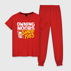 Пижама хлопковая женская Владею нубами с 1983 года, цвет: красный