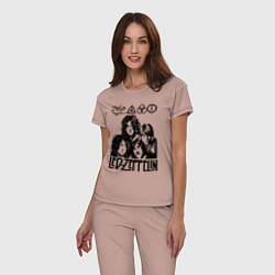 Пижама хлопковая женская Led Zeppelin Black, цвет: пыльно-розовый — фото 2