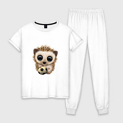Пижама хлопковая женская Футбол - Ёжик, цвет: белый