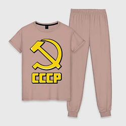 Пижама хлопковая женская СССР, цвет: пыльно-розовый