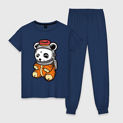 Пижама хлопковая женская Космо панда, цвет: тёмно-синий