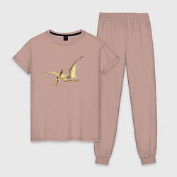 Пижама хлопковая женская Птеродактиль в полете, цвет: пыльно-розовый