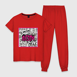 Пижама хлопковая женская Arson j-hope BTS, цвет: красный
