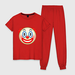 Пижама хлопковая женская Эмодзи Клоун, цвет: красный