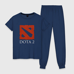 Пижама хлопковая женская Логотип игры Дота 2, цвет: тёмно-синий