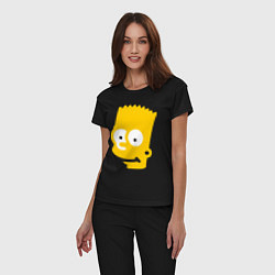 Пижама хлопковая женская Барт Симпсон - портрет, цвет: черный — фото 2