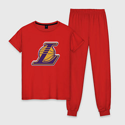 Пижама хлопковая женская ЛА Лейкерс объемное лого, цвет: красный