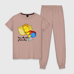 Женская пижама Успокойся и немного поспи - Барт Симпсон