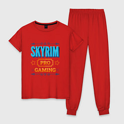 Пижама хлопковая женская Игра Skyrim pro gaming, цвет: красный