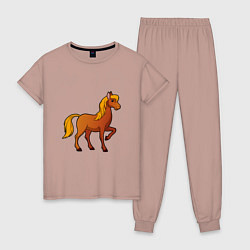Пижама хлопковая женская Конь бьет копытом, цвет: пыльно-розовый