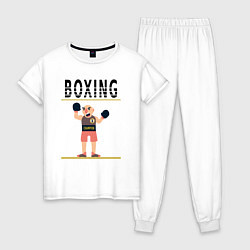 Пижама хлопковая женская Боксер из мультика Boxing, цвет: белый