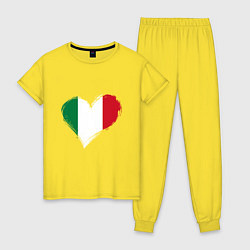 Пижама хлопковая женская Сердце - Италия, цвет: желтый