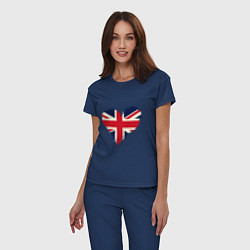 Пижама хлопковая женская Сердце - Британия, цвет: тёмно-синий — фото 2