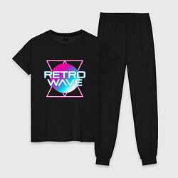 Пижама хлопковая женская Retrowave Neon, цвет: черный
