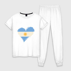 Пижама хлопковая женская Сердце - Аргентина, цвет: белый