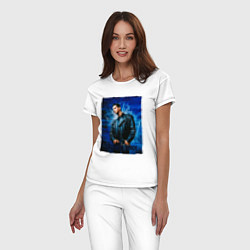 Пижама хлопковая женская Dave Gahan Depeche Mode - blue background, цвет: белый — фото 2