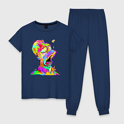 Пижама хлопковая женская Гомер Симпсон - стилизация - color, цвет: тёмно-синий