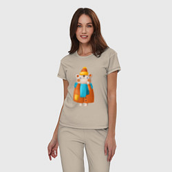 Пижама хлопковая женская Медведица в шубе, цвет: миндальный — фото 2