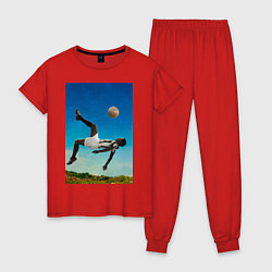 Пижама хлопковая женская Удар Пеле, цвет: красный