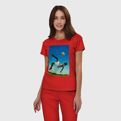 Пижама хлопковая женская Удар Пеле, цвет: красный — фото 2