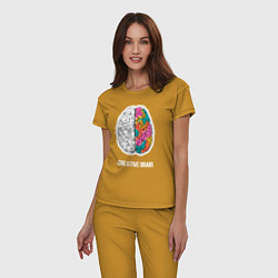 Пижама хлопковая женская Creative Brain, цвет: горчичный — фото 2