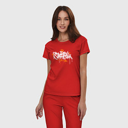 Пижама хлопковая женская Streetball graffiti tag, цвет: красный — фото 2