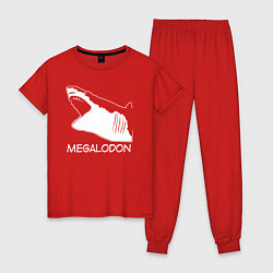 Пижама хлопковая женская Пасть мегалодона, цвет: красный