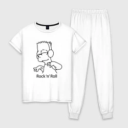 Пижама хлопковая женская Bart Simpson - Rock n Roll, цвет: белый