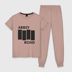 Пижама хлопковая женская Abbey Road - The Beatles, цвет: пыльно-розовый