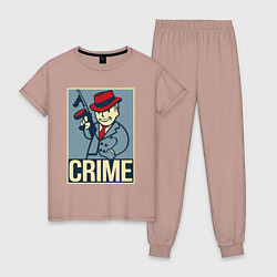 Пижама хлопковая женская Vault crime boy, цвет: пыльно-розовый