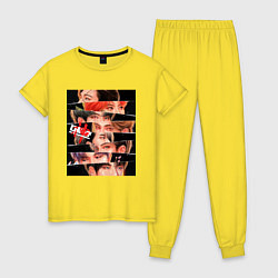 Пижама хлопковая женская Stray Kids eyes, цвет: желтый