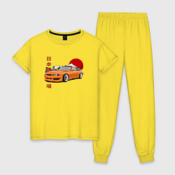 Пижама хлопковая женская Silvia s14 JDM Retro Car, цвет: желтый