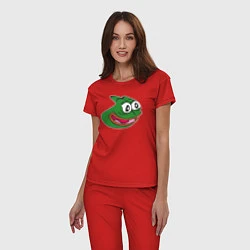 Пижама хлопковая женская Лягушонок Пепега, цвет: красный — фото 2