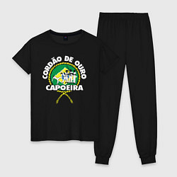 Пижама хлопковая женская Capoeira - Cordao de ouro flag of Brazil, цвет: черный