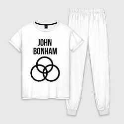 Пижама хлопковая женская John Bonham - Led Zeppelin - legend, цвет: белый