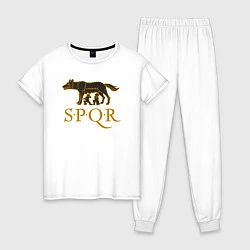 Пижама хлопковая женская Капитолийская волчица SPQR, цвет: белый