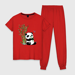 Женская пижама Панда бамбук и стрекоза