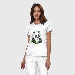 Пижама хлопковая женская Спящая панда ZZZ, цвет: белый — фото 2