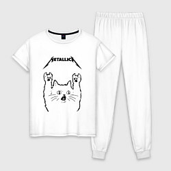 Пижама хлопковая женская Metallica - rock cat, цвет: белый