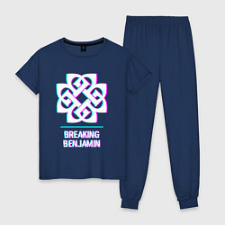 Пижама хлопковая женская Breaking Benjamin glitch rock, цвет: тёмно-синий