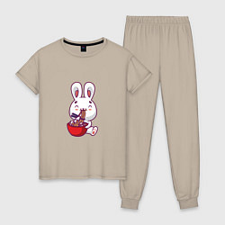 Пижама хлопковая женская Eating Rabbit, цвет: миндальный