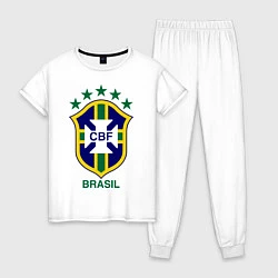 Пижама хлопковая женская Brasil CBF, цвет: белый