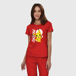 Пижама хлопковая женская Funko pop Pikachu, цвет: красный — фото 2