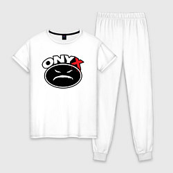 Пижама хлопковая женская Onyx - black logo, цвет: белый