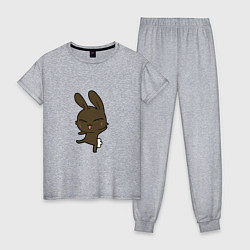 Пижама хлопковая женская Прикольный кролик, цвет: меланж
