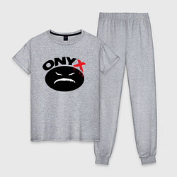 Пижама хлопковая женская Onyx logo black, цвет: меланж